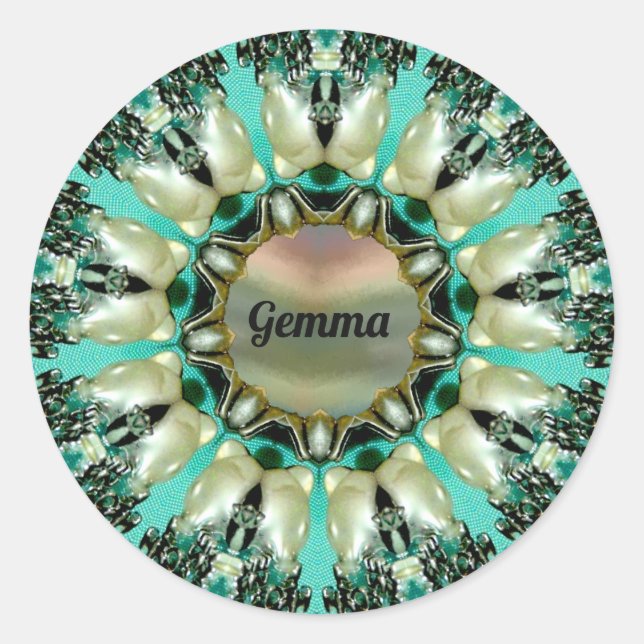GEMMA ~ Bright Abstract Pattern ~ Personalized ~  Classic Round Sticker (Front)