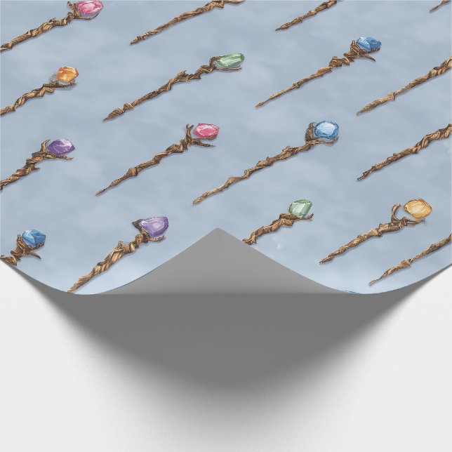 Gemmed Wizard Staves Wrapping Paper (Corner)