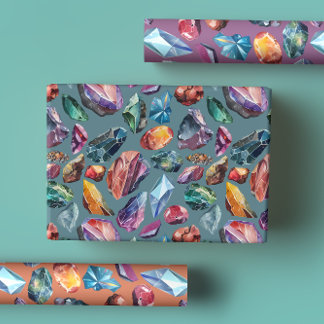 Gems & Crystal Jewel Tone Wrapping Paper Sheet