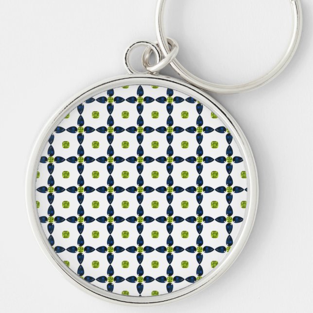 Gemstone Art, Blue and Yellow Keychain (Front)