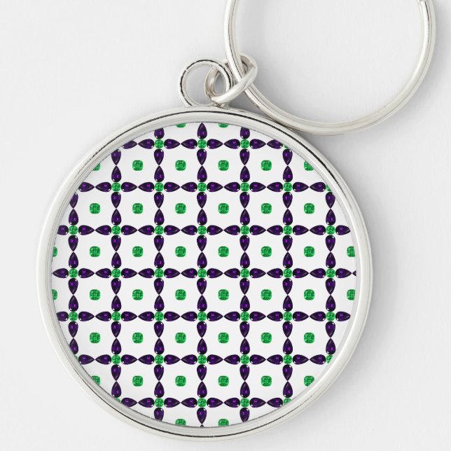 Gemstone Art, Green and Purple Keychain (Front)