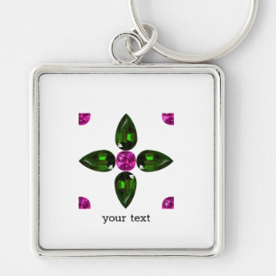 Gemstone Art, Purple Green Keychain