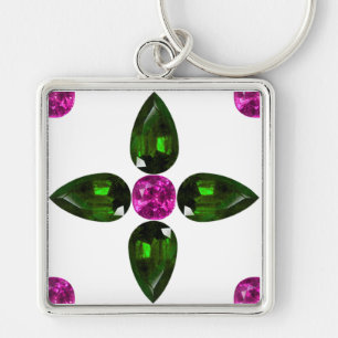 Gemstone Art, Purple Green Keychain