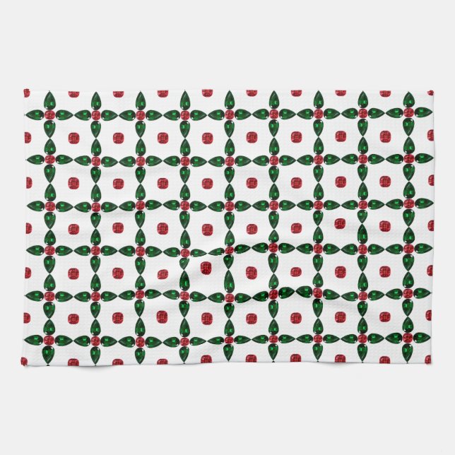 Gemstone Art, Purple Green Kitchen Towel (Horizontal)