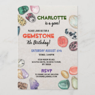 Gemstone Birthday Party Rocks Gems Crystals Invite