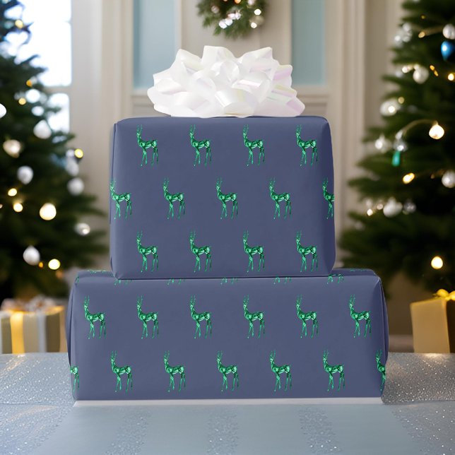 Gemstone Crystal Reindeer Christmas Pattern  Wrapping Paper (Creator Uploaded)