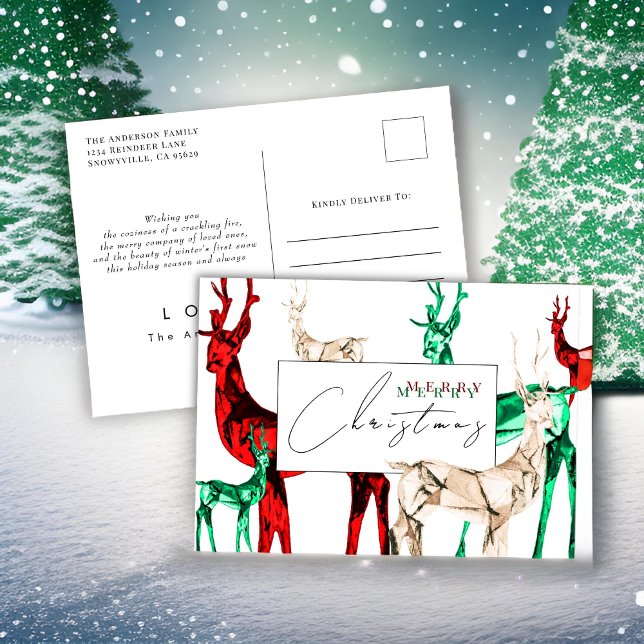 Gemstone Crystal Reindeer Christmas Postcard (Creator Uploaded)