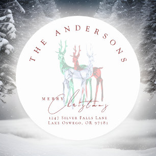 Gemstone Crystal Reindeer Christmas Return Address Classic Round Sticker