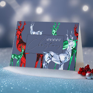 Gemstone Crystal Reindeer Merry Christmas Holiday Card