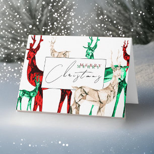 Gemstone Crystal Reindeer Merry Christmas Holiday Card