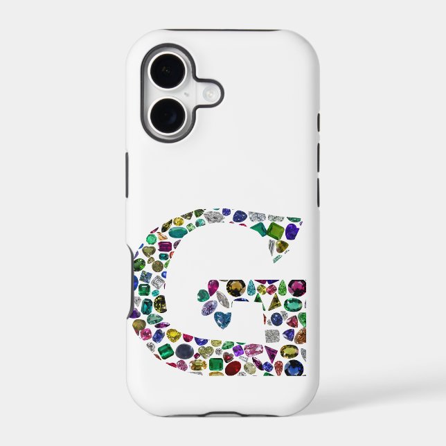 Gemstone Diamond Initial G Monogram Art (Back)