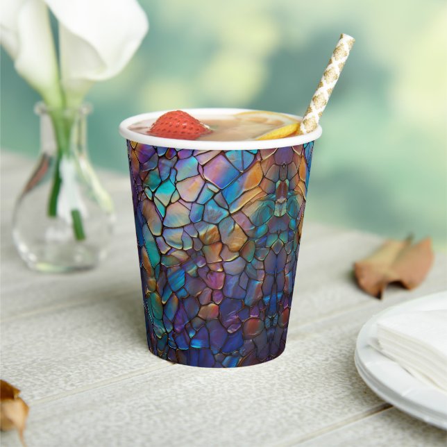 Gemstone Elements Opal Colourful  Mix Pattern Paper Cups (Insitu)