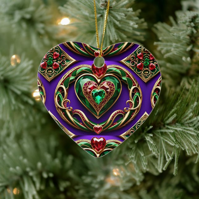 Gemstone Heart and Snakes Love Venus  Ceramic Ornament (Tree)