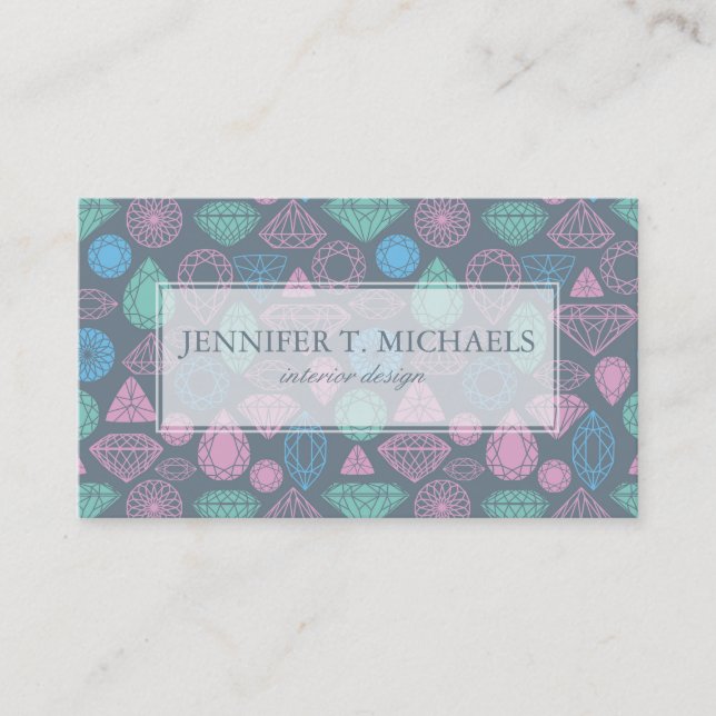 Gemstone Icon Pattern Business Card (Front)