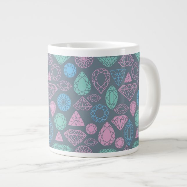 Gemstone Icon Pattern Large Coffee Mug (Front Right)