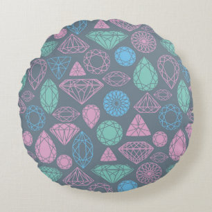 Gemstone Icon Pattern Round Pillow