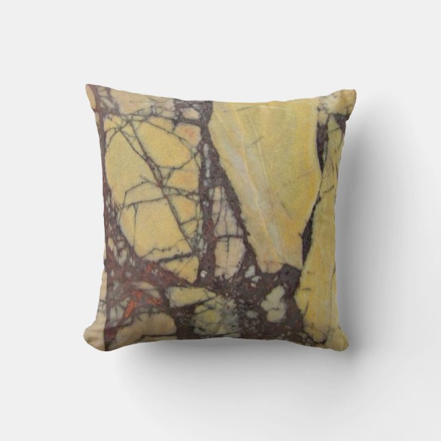 Gemstone Marbled Red Yellow Nature Pattern Gem Throw Pillow (Front)