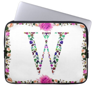 Gemstone Monogram Letter W Laptop Sleeve