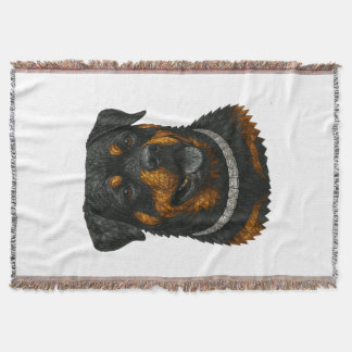 Gemstone Mosaic Rottweiler Portrait Throw Blanket