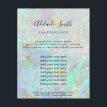 gemstone opal FAUX iridescent texture Flyer<br><div class="desc">beauty salon professional makeup artist flyer</div>