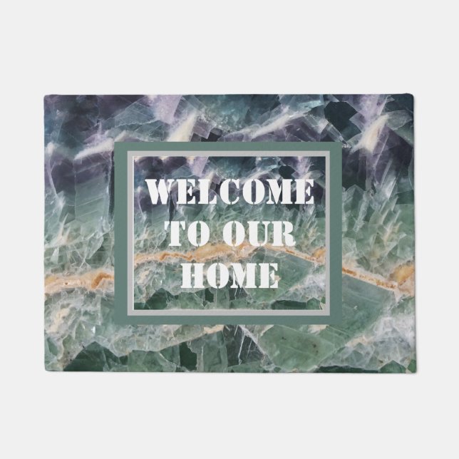 Gemstone Photo Beautiful Fluorite Striped Gem Doormat (Front)