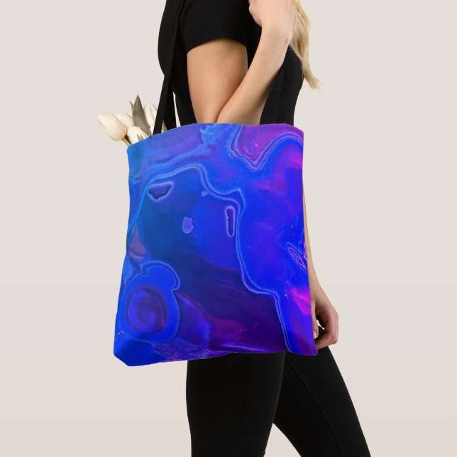 Gemstone Photo Bright Blue Neon Abstract Gem Tote Bag (Close Up)