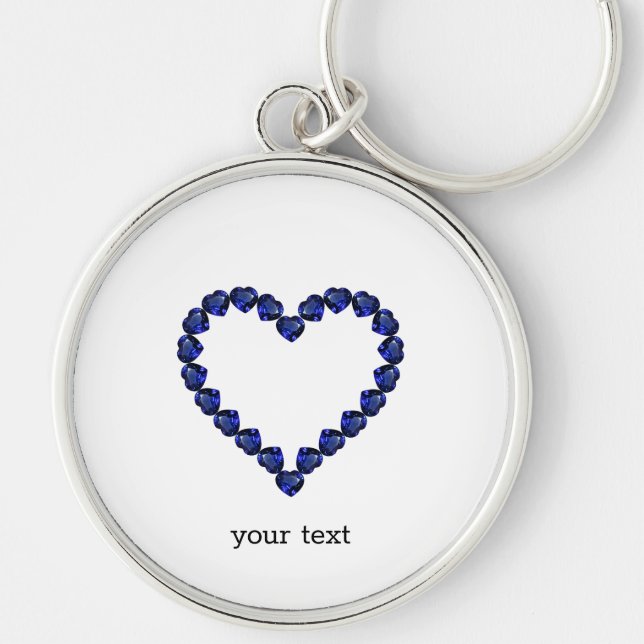 Gemstone Sapphire Blue Heart Keychain (Front)