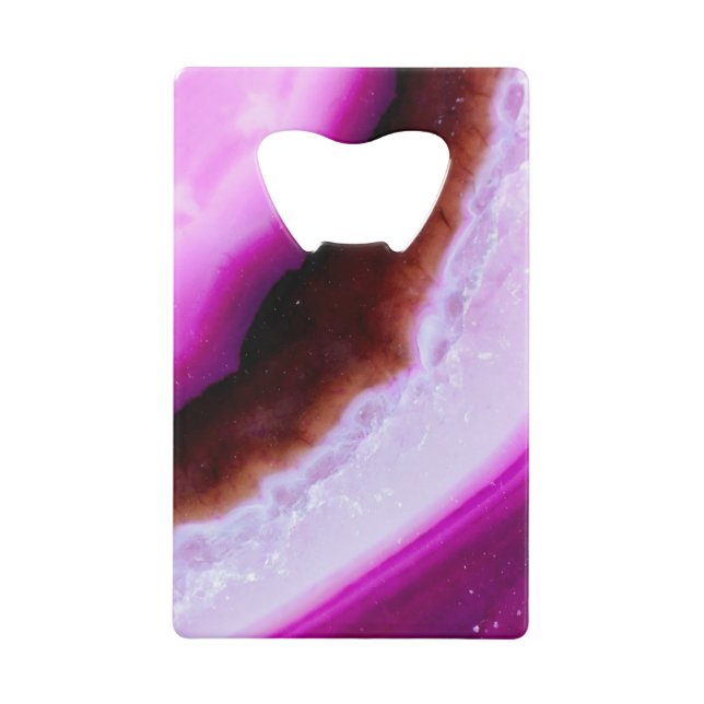 Gemstone Series Purple Agate With Quartz Wallet Bottle Opener (Front)