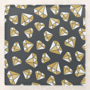 Gemstone Themed Vintage Seamless Pattern. Glass Coaster