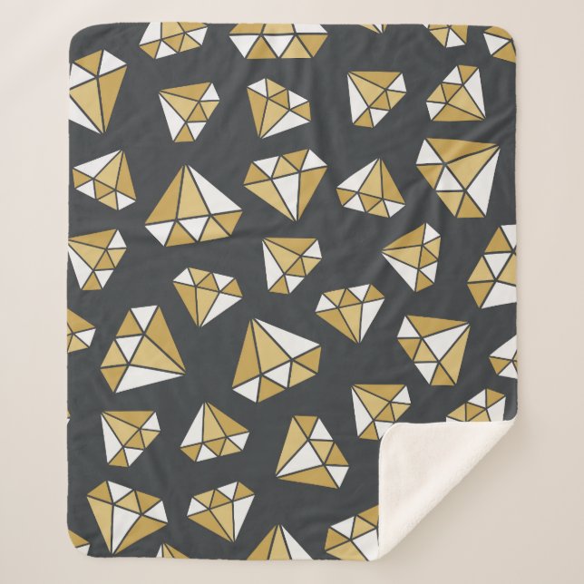 Gemstone Themed Vintage Seamless Pattern. Sherpa Blanket (Front)