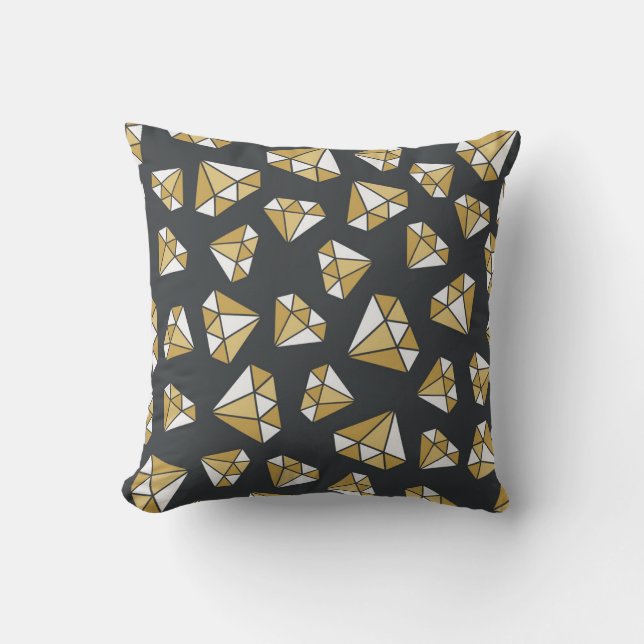 Gemstone Themed Vintage Seamless Pattern. Throw Pillow (Front)