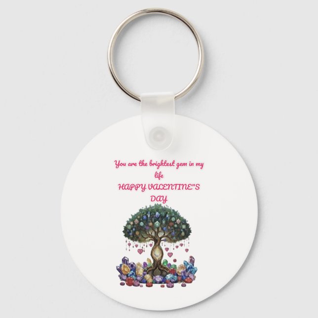 Gemstone Tree Valentine's gift Keychain (Front)