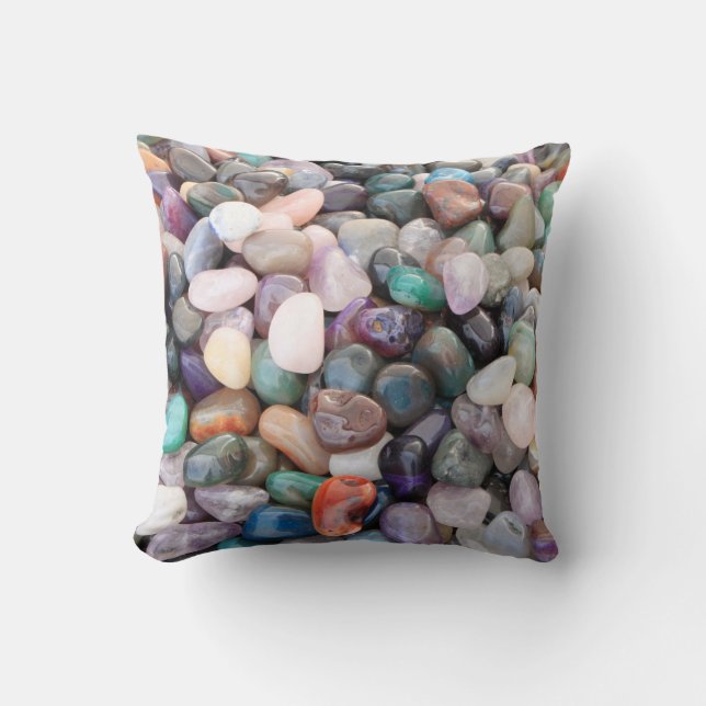 Gemstones Crystals Pebbles Throw Pillow (Front)