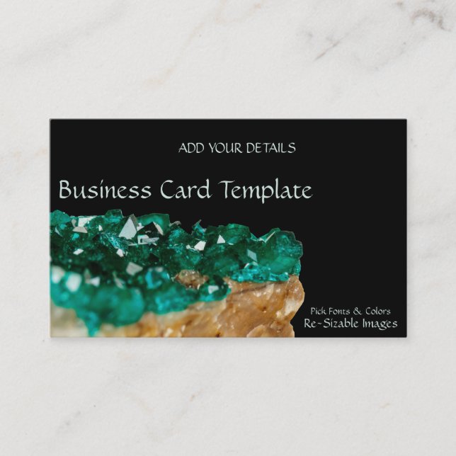 Gemstones Mineral Stone Rock Emerald Business Card (Front)