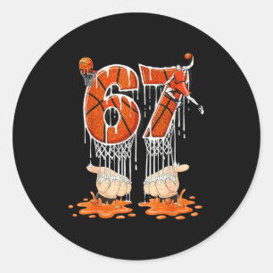 Gen Alpha Slang Kids 67 Basketball Ice Cream Drip  Classic Round Sticker