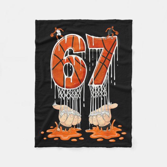 Gen Alpha Slang Kids 67 Basketball Ice Cream Drip  Fleece Blanket (Front)