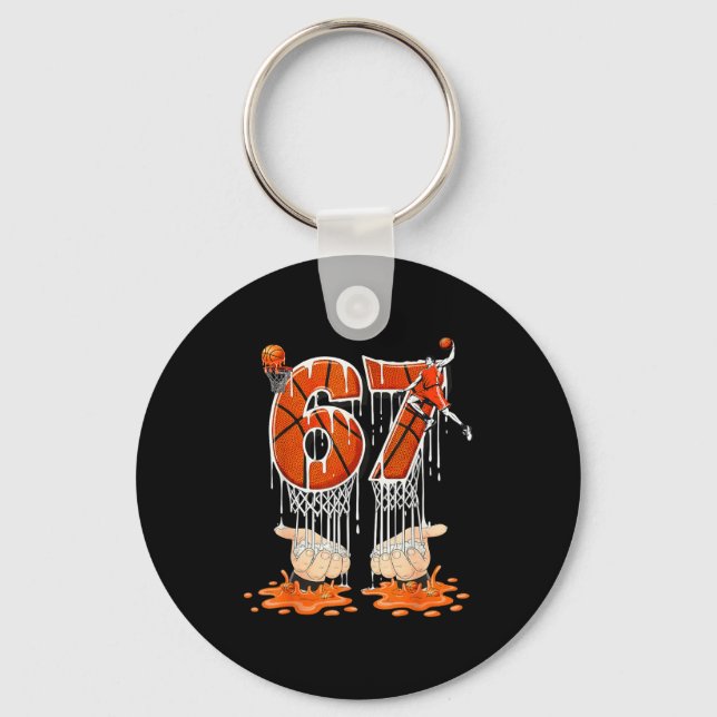 Gen Alpha Slang Kids 67 Basketball Ice Cream Drip  Keychain (Front)