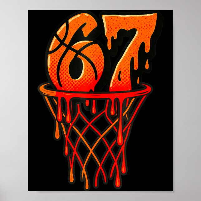 Gen Alpha Slang Kids 67 Basketball Ice Cream Drip  Poster (Front)
