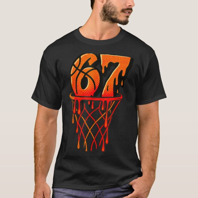 Gen Alpha Slang Kids 67 Basketball Ice Cream Drip  T-Shirt (Front)