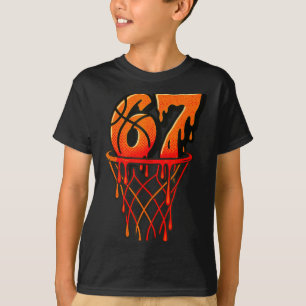 Gen Alpha Slang Kids 67 Basketball Ice Cream Drip T-Shirt