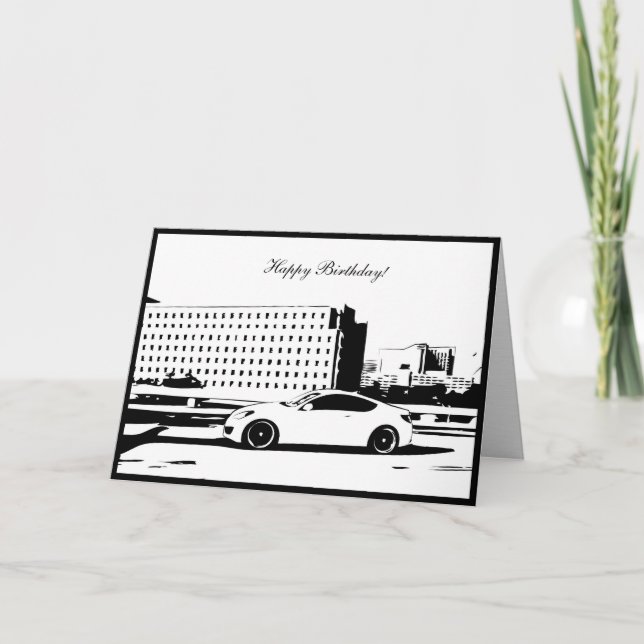 Gen Coupe Rolling shot - Car themed Birthday Card (Front)