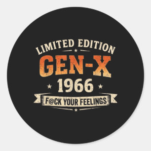Gen X 1966 Limited Edition Mom Dad Retro Birthday Classic Round Sticker