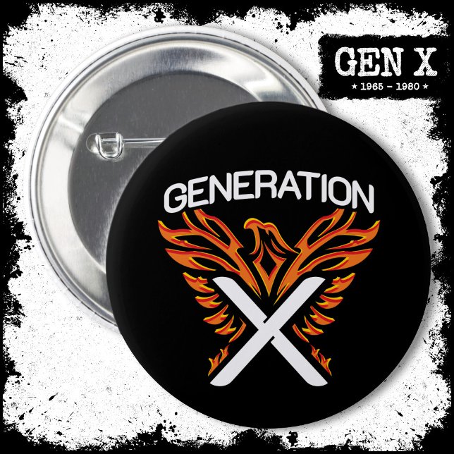 Gen X Gen Xer Phoenix Bird Generation X 2 Inch Round Button (Creator Uploaded)