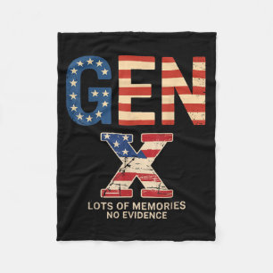Gen X Lots Of Memories No Evidence Funny Retro Pat Fleece Blanket