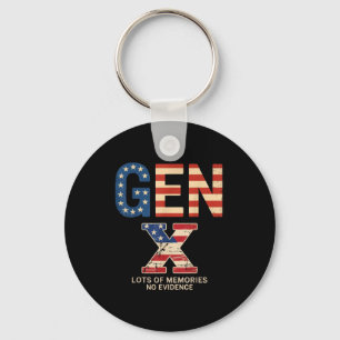 Gen X Lots Of Memories No Evidence Funny Retro Pat Keychain