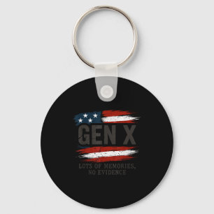 Gen X Lots Of Memories No Evidence Usa Flag Humor  Keychain