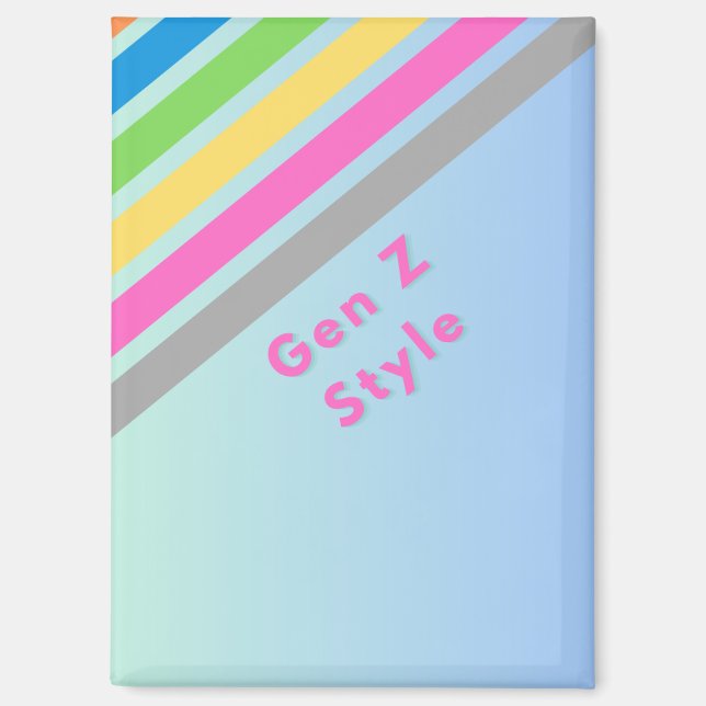 Gen Z Pastel Rainbow Design to Customize Magnet (Front)