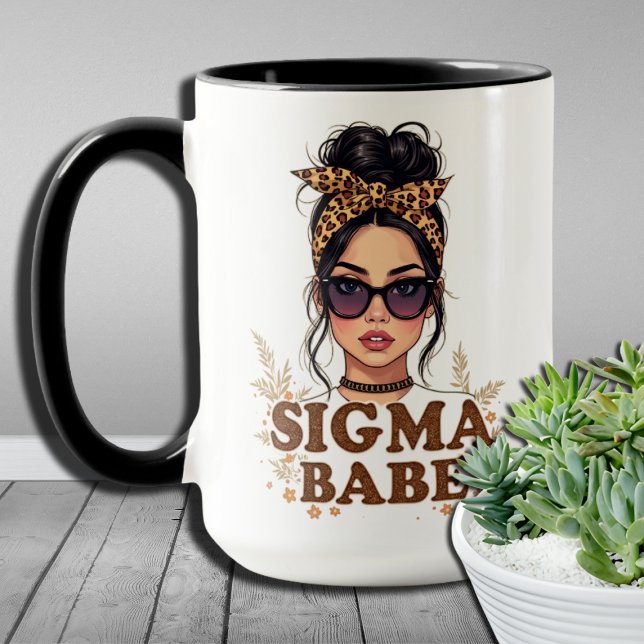 Gen Z Vibes Sigma Babe GenZ Leopard Messy Bun  Mug (Creator Uploaded)