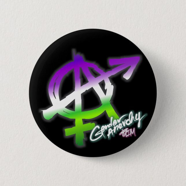 Gender Anarchy - Genderqueer Colours - Pride 2 Inch Round Button (Front)
