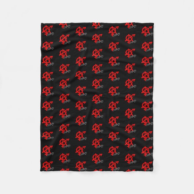 Gender Anarchy (Sm) - Classic Red A tile on black Fleece Blanket (Front)